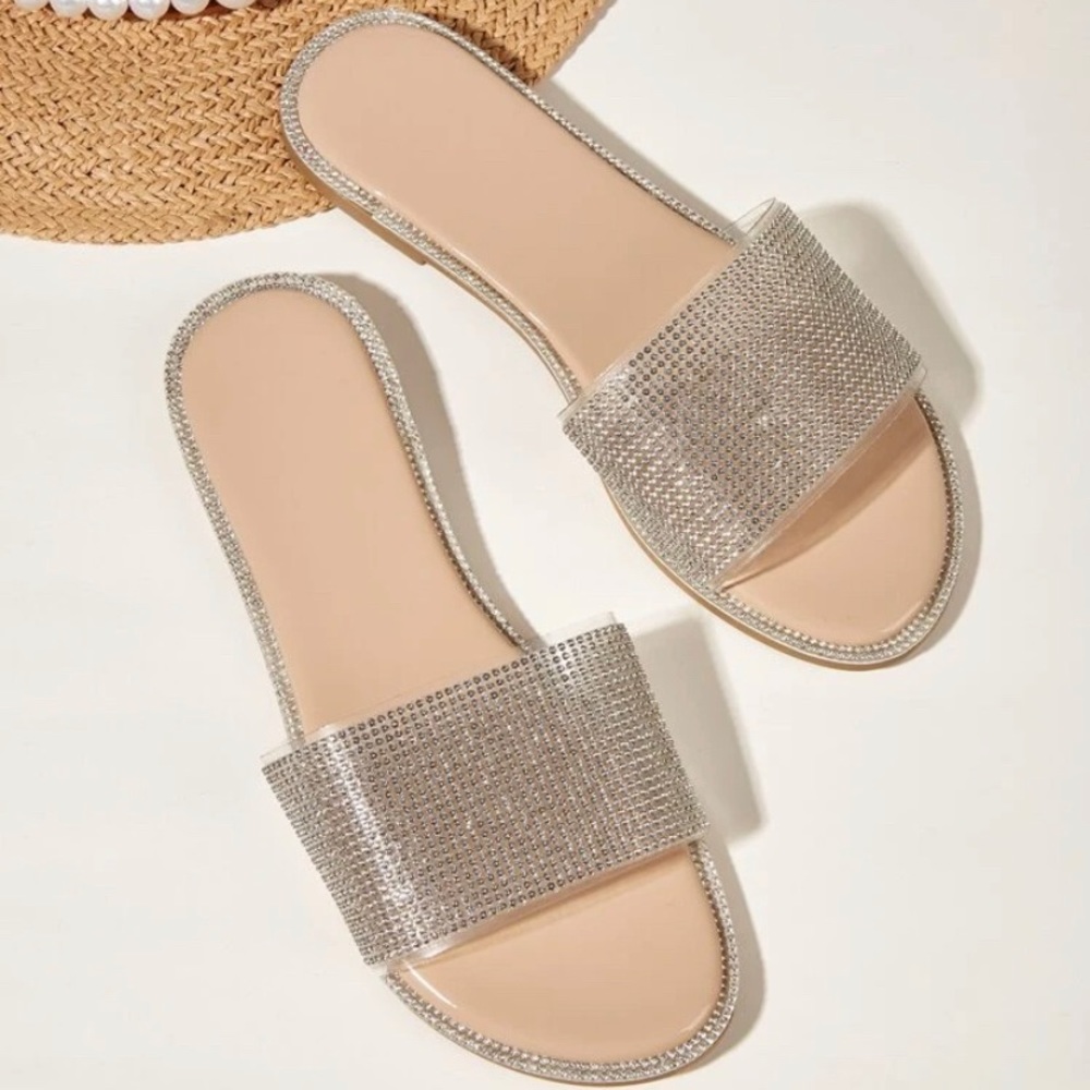 Rhinestone Decor Slide Sandals - Picture 1 of 4
